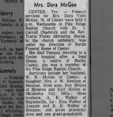 Obituary for Dora Viola McGee