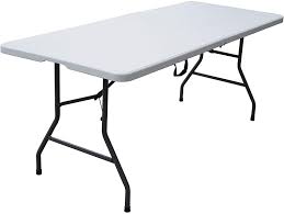 Gray granite metal, particle board & laminate. Amazon Com Owacliq Outdoor Indoor 6 Foot Fold In Half Plastic Resin Folding Banquet Dining Card Table White Kitchen Dining
