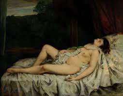 Amazon.com: WONDERFULITEMS Dormir Mujer Desnuda Dormida en una Cama junto a  una Ventana Pintura por Gustave Courbet 11