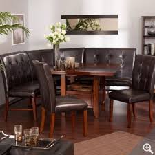 Kitchen Dining Room Leather Wood Corner Breakfast Nook Table Bench Chair 6 Set Breakfast Nook Furniture Corner Dining Table Nook Dining Set