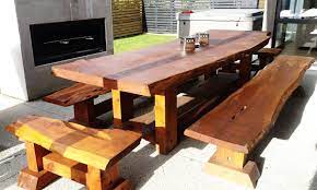3m macrocarpa outdoor table set with all around seating rustic and chunky texwood is furniture for life ou furniture outdoor table settings table furniture
