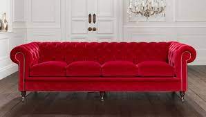 All our furniture is handmade to order in a selection of over 100 premium leathers. Chesterfield Sofa Belchamp Distinctive Chesterfields Fabric 3 Seater Red