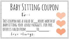 Buy a babysitting gift card for mothers day, birthdays or baby shower gifts. 9 Babysitting Voucher Ideas Babysitting Babysitting Coupon Coupon Template