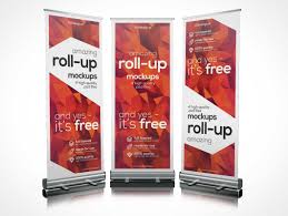 Download Standing Roll Up Banner Psd Mockup For Trade Shows Psd Mockups