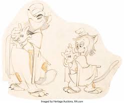 Pinocchio Honest John Worthington Foulfellow and Gideon the Cat Concept  Drawing Walt Disney, 1940 by Walt Disney Studios on artnet