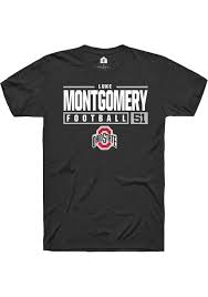 Luke Montgomery Black Ohio State Buckeyes NIL Stacked Box Short Sleeve T  Shirt