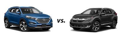 Standard interior features include folding side mirrors, remote keyless entry, cloth seats, and power. 2019 Hyundai Tucson Vs 2019 Honda Cr V Crossover Suv Comparison