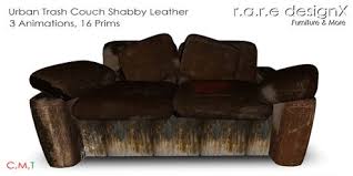 A true sloucher, the shabby leather sectional sofa has deep seating with reclined back for lounging. Second Life Marketplace Urban Trash Punk Couch Set Shabby Leather Style 2 And 3 Seats Grunge Neko Sofa By R A R E