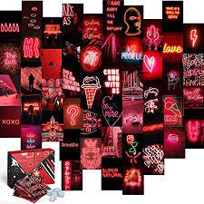 Can you identify these foods? Koll Decor Red Aesthetic Room Decor Wall Collage Aesthetic 50 Set 4 X6 Prints Neon Dark Red Photo Wall Collage Kit Decoration Pictures For Teen Girls Academia Bedroom Posters Home Kitchen