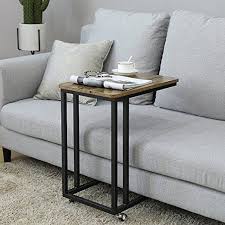 Amazon Com Songmics Mobile Snack Side End Table For Coffee Laptop Tablet Slides Next To Sofa Couch With Metal Fra Sofa Side Table Side Table Wood Coffee Table