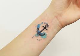 Blackwork, dotwork, geometric, illustrative, watercolor 20 Tiny Watercolor Tattoos That Will Inspire You To Be Artsy Af Small Watercolor Tattoo Small Anchor Tattoos Watercolor Anchor Tattoo