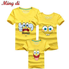 Ming Di Family Matching Outfits Cartoon Spongebob T Shirt Father Mother Daughter Son T Matching Family Outfits Summer Outfits Kids Father Son Matching Outfits