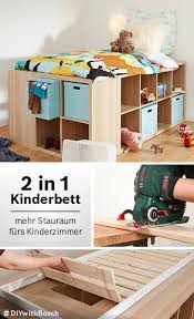 Ein Cooles Hochbett Stauraum Im Kinderzimmer Das 2 In 1 Bett In 2020 Diy Kinderbett Kinderbett Kinder Bett
