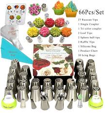 50 Pcs Russian Piping Tips Set With Storage Case 21 Numbered Easy To Use Icing Nozzles Pattern Chart E Book User Guide Leaf Ball Tip 2 Coupler 25