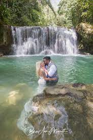 Ys Falls Jamaica Waterfall Wedding Photos Trash The Dress Session Bride And Groom Portra Waterfall Wedding Negril Wedding Destination Wedding Photography