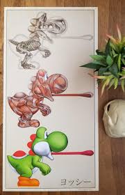 Yoshi Anatomy Poster Super Mario Inspired Biology Wall Art Video Game Naturalist Print Super Mario Art Yoshi Drawing Mario Art