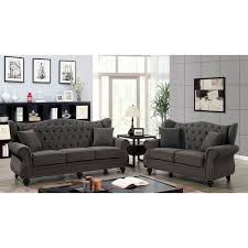 Canape velvet fabric sofa couch cauch soffa curved back living room furniture rose pink green grey blue modern french. Ewloe Living Room Set Dark Gray Furniture Of America Furniture Cart