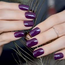 When we design the short square nails, we usually polish the nails with the most popular colors, such as purple, dark blue and so on. Candy Short Full Nail Art Tips Dark Purple Women Wear False Artificial Nails For Finger Makeup Decoration Salon Product 100c False Nails Aliexpress