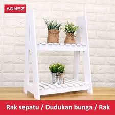 Produk ini terbuat dari kayu mdf dengan motif bunga menggunakan proses decoupage yaitu dengan menempelkan tisu makan bergambar yang dilanjutkan dengan memberikan lapisan pernis agar menempel sempurna, halus, dan mengkilap. Jual Aonez Rak Tanaman Bunga Mini Untuk Pot Bunga 2 Tingkat Rak Bunga Putih Terbaru Juli 2021 Blibli