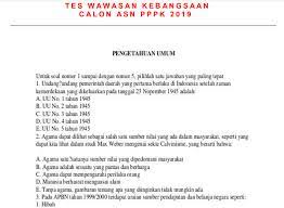 Dengan mengetahui contoh soal cpns 2021, kamu pun akan lebih siap ketika tes tiba. Soal Cpns Wawasan Kebangsaan Mata Pelajaran