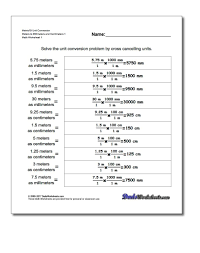 metric si unit conversion worksheet meters to millimeters