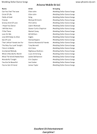 Wedding Dollar Dance Songs Www Phoenix Dj Com Dollar Dance Songs Dollar Dance Wedding Music List