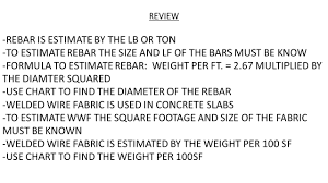 Estimating Steel For Concrete Pours Rebar Estimated By The