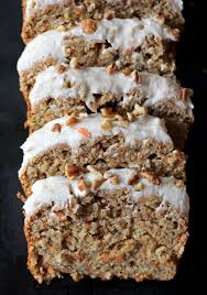 Incredible Healthy Carrot Cake Banana Bread With Thick Cinnamon Cream Cheese Frosting Desserts Banana Recipes Food