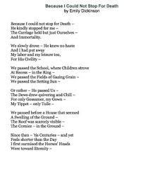 Because I Could Not Stop For Death Emily Dickinson Lessons Analysis Writing