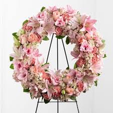 Funeral flower arrangements flower spray sympathy delivery same day sympathy flowers condolence flowers. Peaceful Pink Flower Wreath Spray At Send Flowers