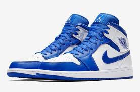 Nike Air Jordan 1 Mid Black Hyper Royal White Take A Look At The Air Jordan 1 Mid Hype Royal Kicksonfire Com Air Jordans Sneakers Air Jordans Retro