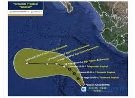 Andres es la primera tormenta tropical registrada en el este cuenca del pacífico oriental norte. Depresion Tropical En El Oceano Pacifico Genera Tormenta Tropical Andres Colima Noticias