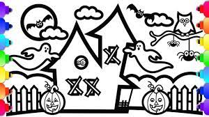 Get hold of these colouring sheets that are full of haunted house pictures and involve your kid in painting them. Haunted House Coloring Page Simple Easy Haunted House Coloring Pages Youtube