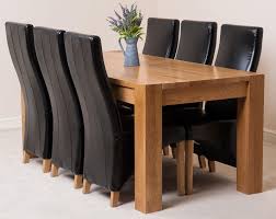Classic solid wooden dining table and 4 chairs set kitchen home. Kuba Oak Dining Table With 6 Black Lola Dining Chairs