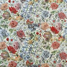日本紐釦貿易(Nippon Chuko) B&Bfabric オランダ輸入 ゴブラン生地 花総柄 巾約140×3mカット販売  GB-WHITE-FLOWERS
