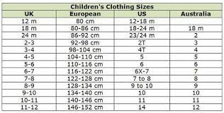 Shop Abroad With These Clothing Size Conversion Charts Baby Clothes Size Chart Size Chart For Kids Clothing Size Chart