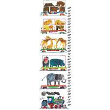 Animals And Steam Train Canvas Growth Chart