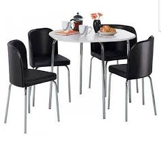 Hygena Amparo White Dining Table 4 Black Chairs Space Saving Dining Table Black Table Dining Table Setting