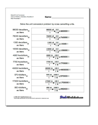 Metric Si Unit Conversion Worksheet Liters To Kiloliters