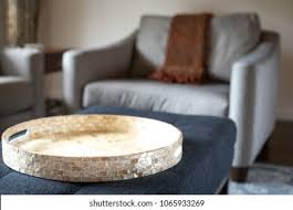 Nova glass cocktail table in chrome and hudson&canal™ athena coffee table in nickel. Close On Round Serving Tray On Stock Photo Edit Now 1065933269