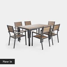 6 Seater Wood Effect Dining Set In 2020 Outdoor Furniture Sets Patio Seating Furniture