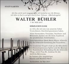 Traueranzeigen von Walter Bühler