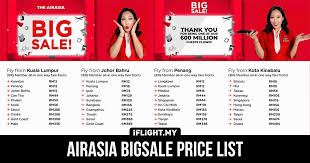 Select an option below to see. Airasia Big Sale Price List Travel From As Low As Rm12 Iflight My