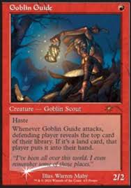 These new cards could be played on their own, or mixed in with decks created from cards in the base sets. Goblin Guide Promotional Card Kingdom