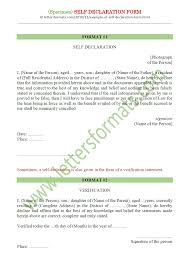 The personal declaration section is a self declaration that the contents in the resume are accurate. Example Of Self Declaration Form Templates Formats