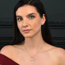 Heart Necklace Earrings Argos Girls Necklace Anna Silver Emerald Halo  Pendant Set For Women