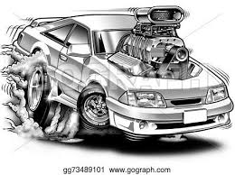 Black And White Mustang Clipart Car Supercharged Cartoon Muscle Car Car Cartoon Muscle Cars Mustang Fox Body Mustang