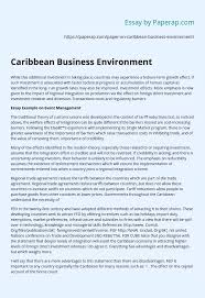 The sharing has a policy concerning our paper writer because of this ensures that appropriate examples of calculations and appropriate figures are run to seed over against analyze. Caribbean Business Environment Essay Example