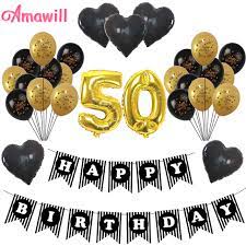 These are just a few ideas of inexpensive ways to make for a great party with some fun 50th birthday party decorations. Amawill Cheers 50th Birthday Gold 32inch Number Balloons Happy 50 Years Old Party Decorations Men Women Party Favors Supplies 8d Supplies Party Aliexpress