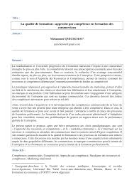 Maybe you would like to learn more about one of these? Pdf Qualite De Formation Approche Par Competence En Formation Des Commerciaux